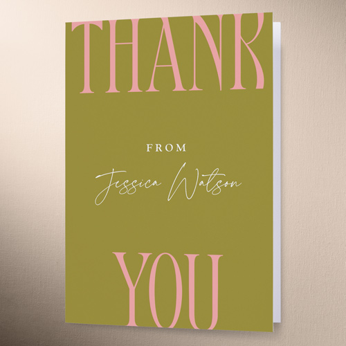 Big Trip Thank You Card, Green, 3x5, Matte, Folded Smooth Cardstock, Green