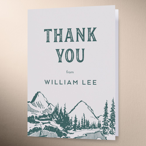 Serene Mountains Thank You Card, Beige, 3x5, Matte, Folded Smooth Cardstock, Cream
