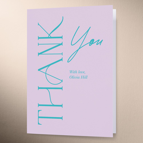 Timeless Type Thank You Card, Purple, 3x5, Matte, Folded Smooth Cardstock