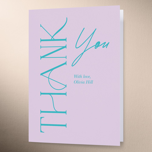 Timeless Type Thank You Card, Purple, 3x5, Write Your Own Greeting, Matte, Folded Smooth Cardstock