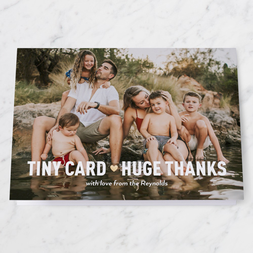 Tiny Card Huge Thanks Thank You Card, White, 3x5, White, Matte, Folded Smooth Cardstock