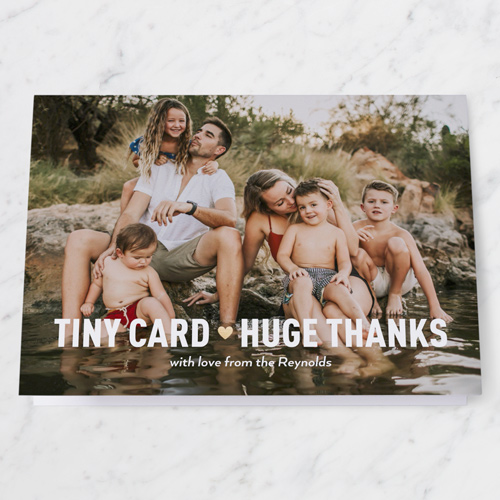 Tiny Card Huge Thanks Thank You Card, White, 3x5, Matte, Folded Smooth Cardstock, White