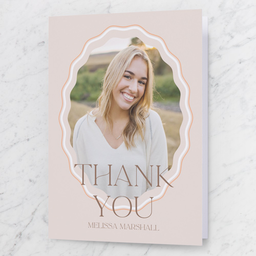 Wavy Elegance Thank You Card, Pink, 3x5, Matte, Folded Smooth Cardstock