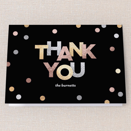 Chromatic Confetti Thank You Card, Black, 3x5, Matte, Folded Smooth Cardstock, Black