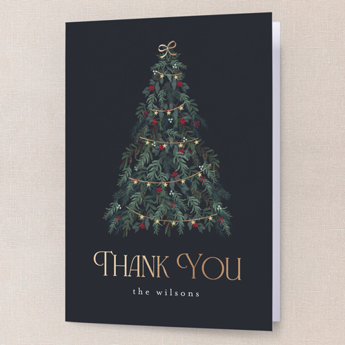 Garland Gathering Thank You Card, Grey, 3x5, Matte, Folded Smooth Cardstock, Charcoal