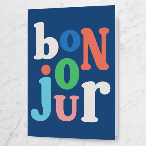 Bonjour Personal Stationery, Blue, 3x5, Matte, Folded Smooth Cardstock