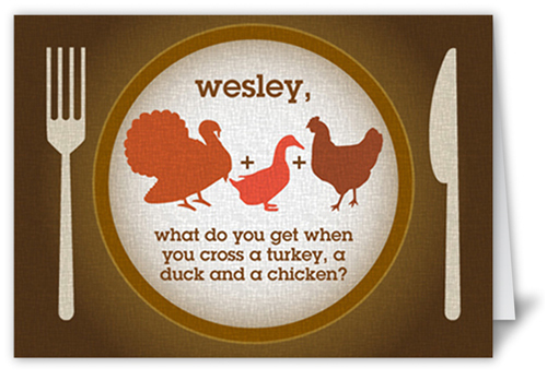 Turducken Plate Fall Greeting, Brown, Pearl Shimmer Cardstock, Square, Cocoa