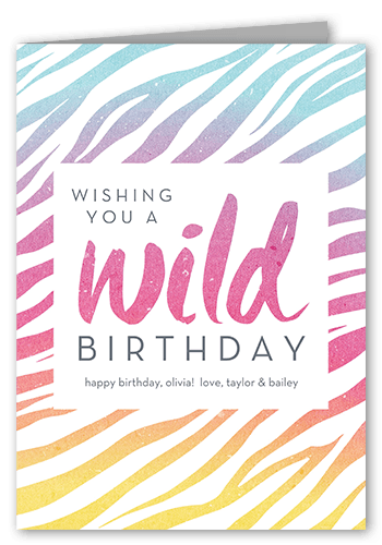 Wild Pattern Birthday Card, Pink, 5x7 Folded, Matte, Folded Smooth Cardstock, Square