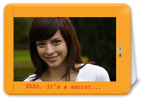 It's a Secret Party Invitation, Yellow, Pearl Shimmer Cardstock, Rounded, Yellow