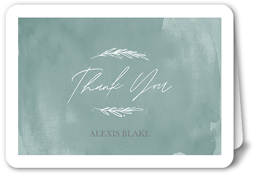 Watercolor Beginnings Thank You Card, Green, 5x7 Folded, Matte, Folded Smooth Cardstock, Rounded