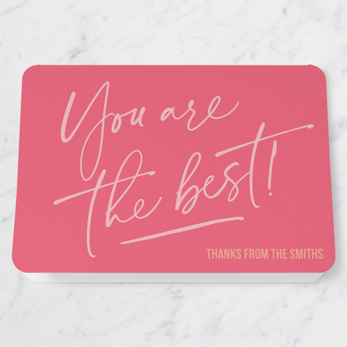The Finest Thank You Card, Pink, 5x7 Folded, Pearl Shimmer Cardstock, Rounded