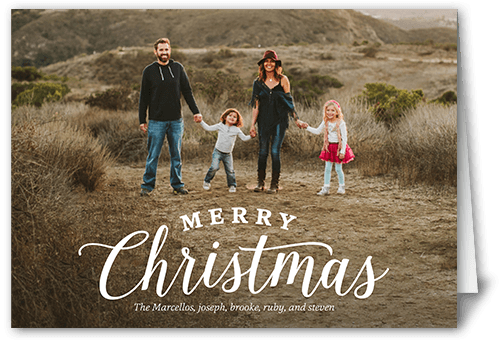 Simple Script Greeting Holiday Card, White, 5x7 Folded, Christmas, Pearl Shimmer Cardstock, Square