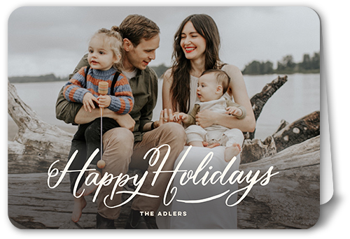 Seasonal Signatures Holiday Card, White, 5x7 Folded, Holiday, Pearl Shimmer Cardstock, Rounded