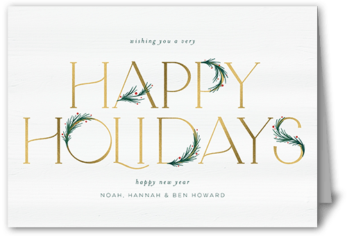 Art Deco Evergreen Holiday Card, White, 5x7 Folded, Holiday, Matte, Folded Smooth Cardstock, Square