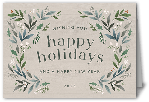 Botanical Arch Holiday Card, Beige, 5x7 Folded, Holiday, Pearl Shimmer Cardstock, Square