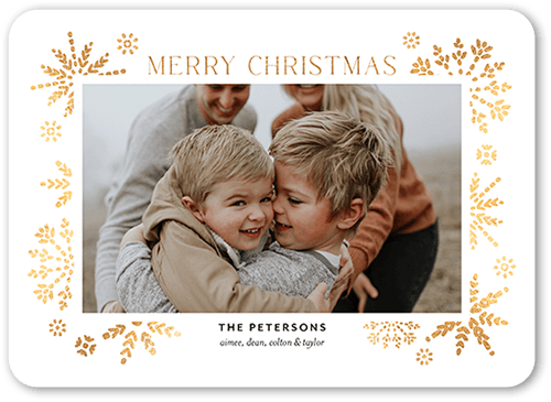 Editable Snowflake Frame Holiday Card, White, 5x7 Folded, Christmas, Matte, Folded Smooth Cardstock, Rounded