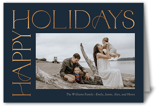 Side Serifs Holiday Card, Blue, 5x7 Folded, Holiday, Pearl Shimmer Cardstock, Square
