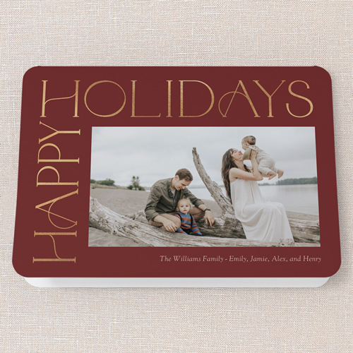 Side Serifs Holiday Card, Red, 5x7 Folded, Holiday, Matte, Folded Smooth Cardstock, Rounded, Velvet