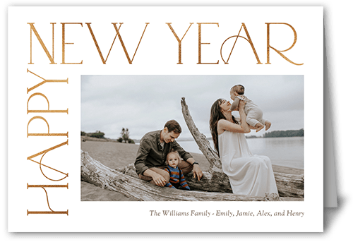 Side Serifs Holiday Card, White, 5x7 Folded, New Year, Matte, Folded Smooth Cardstock, Square, White