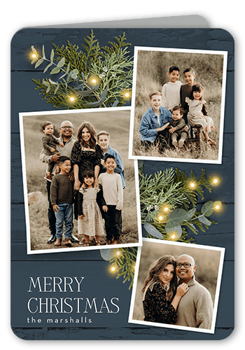Festive Photos Holiday Card, Blue, 5x7, Christmas, Matte, Folded Smooth Cardstock, Rounded