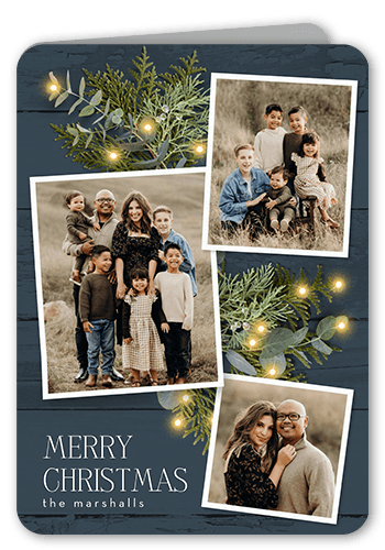 Festive Photos Holiday Card, Blue, 5x7 Folded, Christmas, Matte, Folded Smooth Cardstock, Rounded