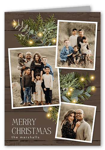 Festive Photos Holiday Card, Brown, 5x7 Folded, Write Your Own, Pearl Shimmer Cardstock, Square