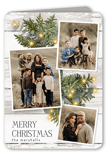 Festive Photos Holiday Card, White, 5x7 Folded, Christmas, Pearl Shimmer Cardstock, Rounded