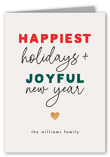Multicolor Merry Holiday Card, Red, 5x7 Folded, Holiday, Matte, Folded Smooth Cardstock, Square