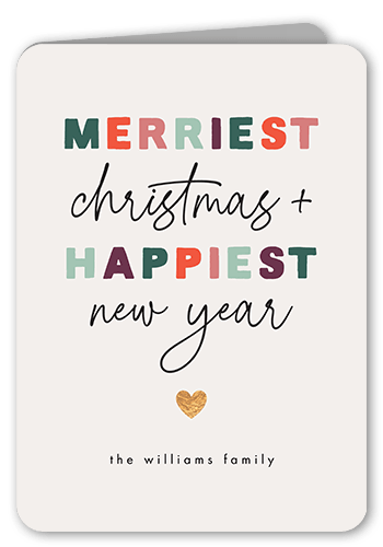 Multicolor Merry Holiday Card, Blue, 5x7 Folded, Christmas, Matte, Folded Smooth Cardstock, Rounded, Lake