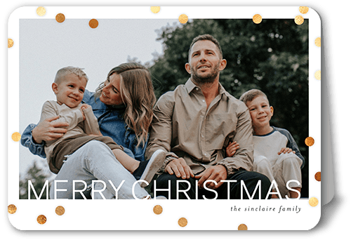 Modern Polka Dot Holiday Card, White, 5x7 Folded, Christmas, Matte, Folded Smooth Cardstock, Rounded, White