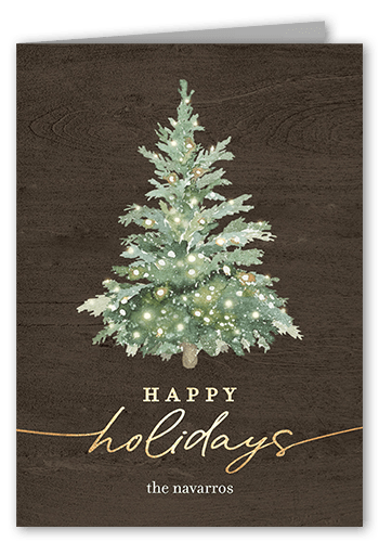 Watercolor Tree Holiday Card, Brown, 5x7 Folded, Holiday, Matte, Folded Smooth Cardstock, Square, Coffee