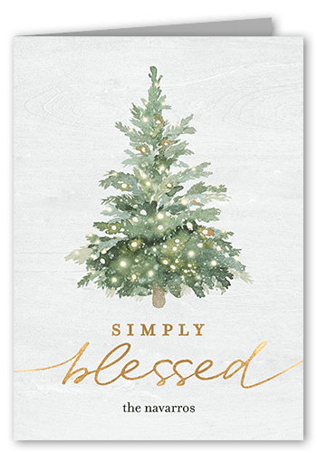 Watercolor Tree Holiday Card, White, 5x7 Folded, Religious, Matte, Folded Smooth Cardstock, Square