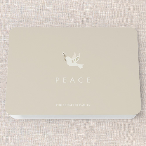 Peaceful Simplicity Holiday Card, Beige, 5x7 Folded, Holiday, Pearl Shimmer Cardstock, Rounded, Beige