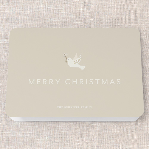 Peaceful Simplicity Holiday Card, Beige, 5x7 Folded, Christmas, Pearl Shimmer Cardstock, Rounded, Beige