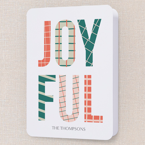 Fun Plaid Holiday Card, White, 5x7 Folded, Holiday, Matte, Folded Smooth Cardstock, Rounded, White