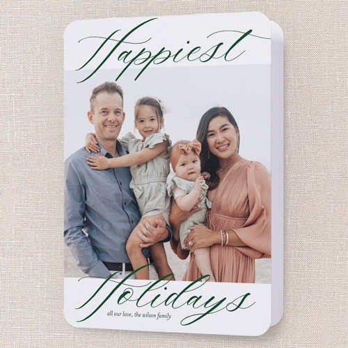 Merry Memory Holiday Card, White, 5x7 Folded, Holiday, Pearl Shimmer Cardstock, Rounded