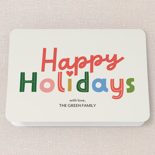 Cheerful Colors Holiday Card, White, 5x7 Folded, Holiday, Matte, Folded Smooth Cardstock, Rounded