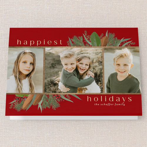 Fantastic Foliage Holiday Card, Red, 5x7 Folded, Holiday, Matte, Folded Smooth Cardstock, Square