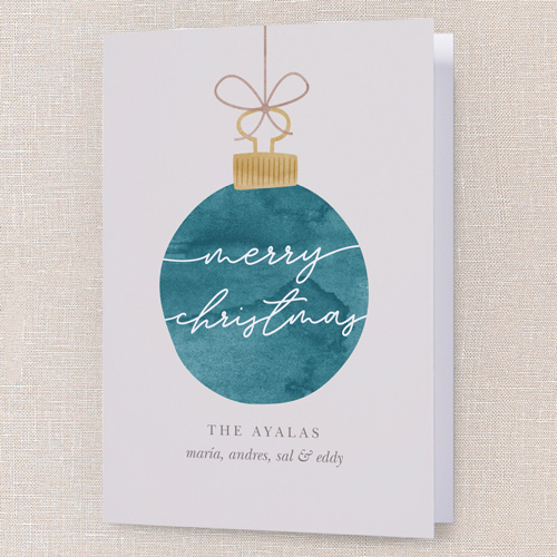 Warmhearted Watercolor Holiday Card, Blue, 5x7 Folded, Christmas, Matte, Folded Smooth Cardstock, Square, Blue