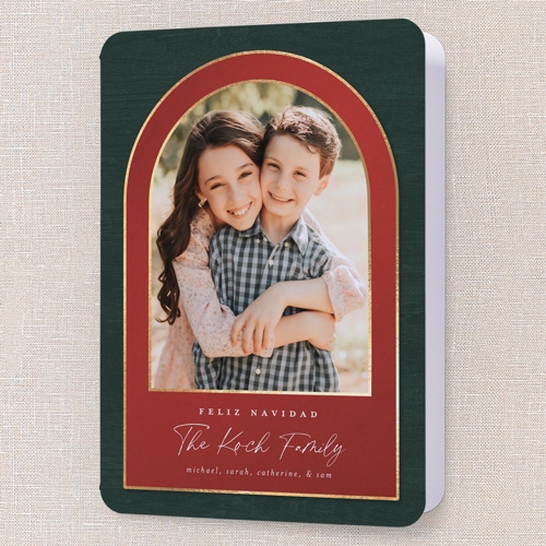 Cozy Arch Holiday Card, Green, 5x7 Folded, Feliz Navidad, Matte, Folded Smooth Cardstock, Rounded