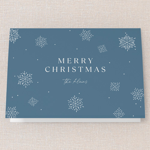 Snowfall Standout Holiday Card, Blue, 5x7 Folded, Write Your Own, Matte, Folded Smooth Cardstock, Square, Blue