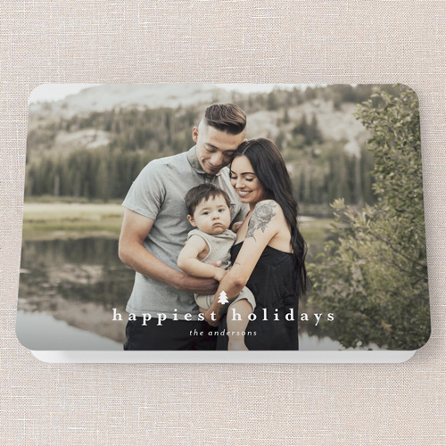 Serene Holiday Pine Holiday Card, Green, 5x7 Folded, Write Your Own, Matte, Folded Smooth Cardstock, Rounded, Green