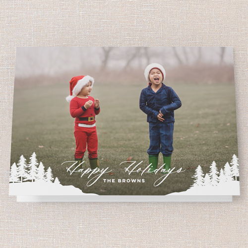 Snowy Profile Holiday Card, White, 5x7 Folded, Holiday, Pearl Shimmer Cardstock, Square, White