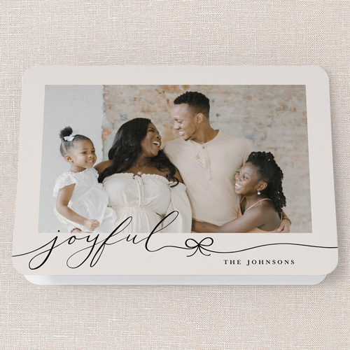 Bow Basics Holiday Card, Beige, 5x7 Folded, Holiday, Matte, Folded Smooth Cardstock, Rounded, Cream