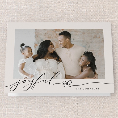 Bow Basics Holiday Card, Beige, 5x7 Folded, Holiday, Pearl Shimmer Cardstock, Square, Cream