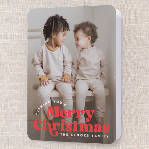 Merry Bold Moments Holiday Card, Red, 5x7 Folded, Christmas, Pearl Shimmer Cardstock, Rounded, Red