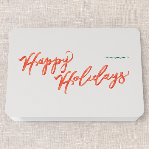 Stylized Brushstrokes Holiday Card, White, 5x7 Folded, Holiday, Matte, Folded Smooth Cardstock, Rounded, White