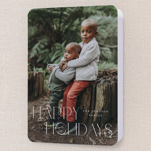 Classic Holiday Elegance Holiday Card, White, 5x7 Folded, Holiday, Pearl Shimmer Cardstock, Rounded, White