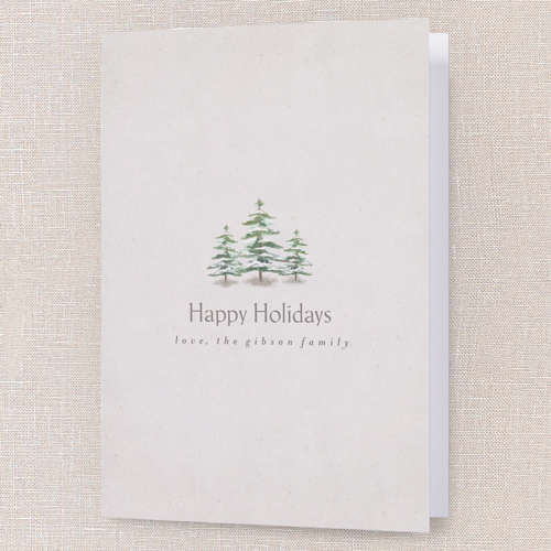 Snowcapped Trees Holiday Card, White, 5x7 Folded, Holiday, Matte, Folded Smooth Cardstock, Square, Almond