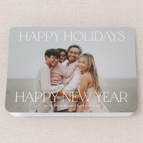 Timeless Seasonal Tidings Holiday Card, White, 5x7 Folded, Holiday, Pearl Shimmer Cardstock, Rounded, White